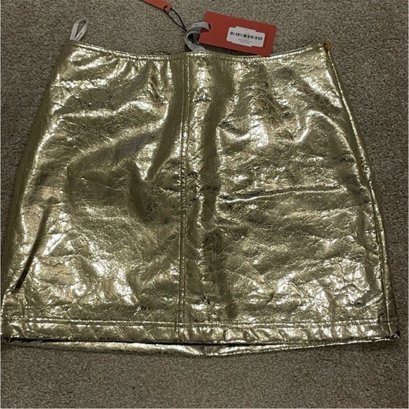 HUNTER BELL Shimmering Gold Faux Leather Mini Skirt - Picture 4 of 8